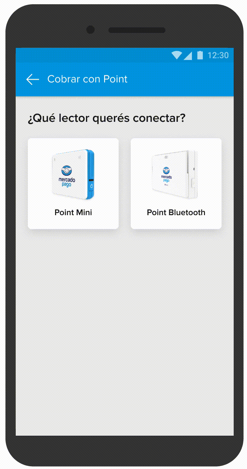 App de Mercado Pago mostrando las dos opciones de lectores conectados.